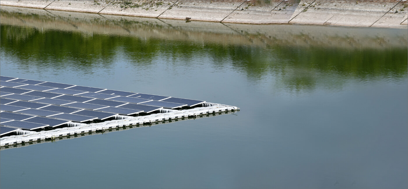 The floating solar power plant at the SPIC plant in Tuticorin, India