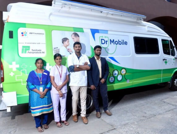 AM Foundation team with the Dr Mobile van